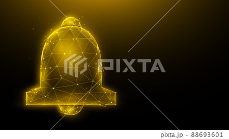 Golden bell polygonal vector illustration on a dark background. Alert symbol in polygonal style. 88693601