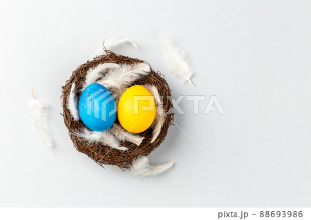 Ukrainian Easter Eggs painted Blue and Yellow 88693986
