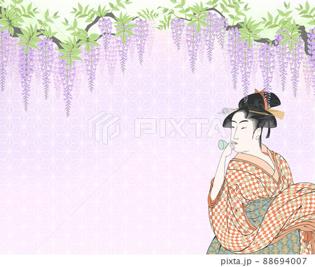 ポッピンを吹く女　ビードロを吹く娘　藤　花 88694007