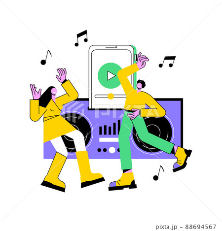 Docking station abstract concept vector illustration. Audio docking station, electronic device, play music, charging battery, connect headset, wireless speaker, home network abstract metaphor. 88694567