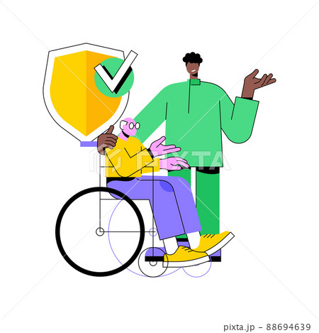 Non-contributory benefit abstract concept vector illustration. State attendance allowance, regular care, disabled person, home nurse, payment for old people, low incomes abstract metaphor. 88694639