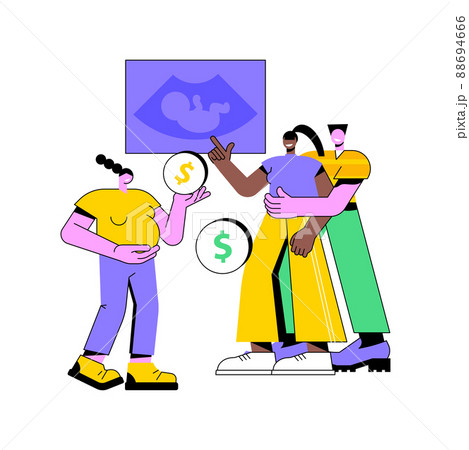 Surrogate mother abstract concept vector illustration. Bearing child, pregnant woman, female abdomen, biological mother, becoming parents, adoption, happy couple expecting baby abstract metaphor. Surrogate mother abstract concept vector illustration. Bearing child, pregnant woman, female abdomen, biological mother, becoming parents, adoption, happy couple expecting baby abstract metaphor. 88694666