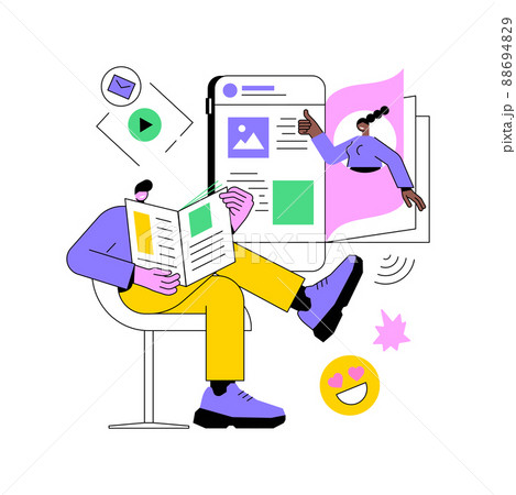 Magazine abstract concept vector illustration. Periodical publication, latest news, electronic publishing, online magazine, mail distribution, newsstand and bookstore, review abstract metaphor. Magazine abstract concept vector illustration. Periodical publication, latest news, electronic publishing, online magazine, mail distribution, newsstand and bookstore, review abstract metaphor. 88694829