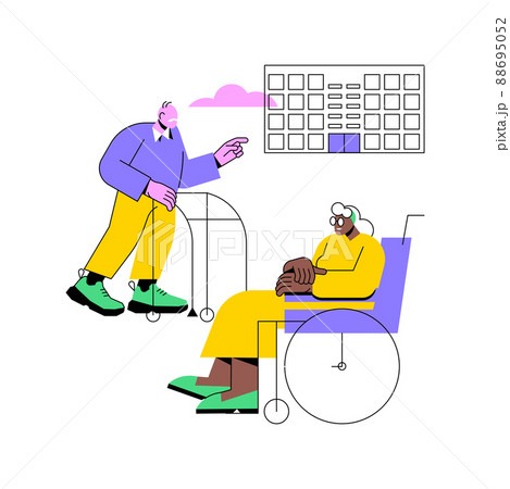 Communities for older people abstract concept vector illustration. Senior housing, retirement community, shared services, health and wellness activities, maintenance-free abstract metaphor. 88695052
