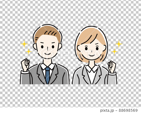 ビジネスマン　ビジネスウーマン　ガッツポーズ 88698569