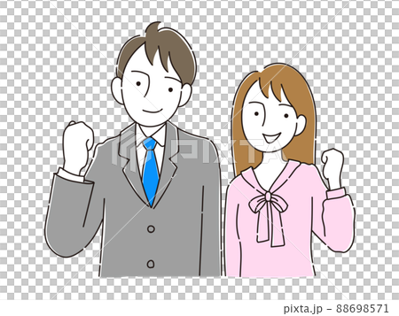 ガッツポーズをするビジネスマンとOL ガッツポーズをするビジネスマンとOL 88698571