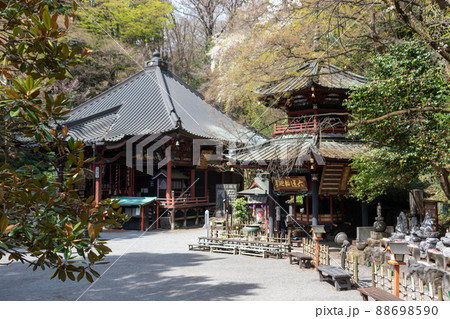 春の水澤寺 本堂と六角二重塔 春の水澤寺 本堂と六角二重塔 88698590