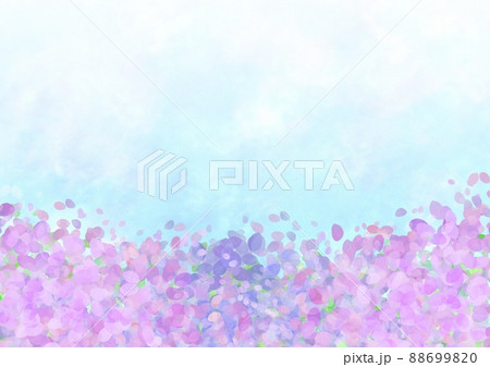 青空の下に紫色の花が咲く水彩風イラスト 青空の下に紫色の花が咲く水彩風イラスト 88699820