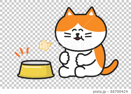完食しておなかがいっぱいの猫　イラスト 88700424