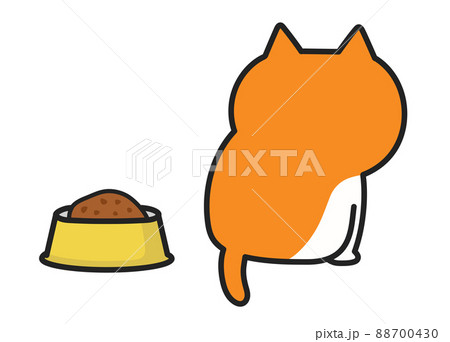 食欲がない猫 後ろ姿 イラストのイラスト素材