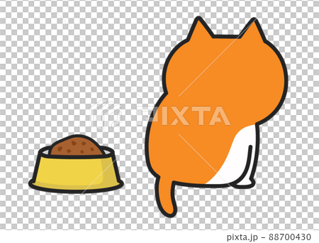 食欲がない猫 後ろ姿 イラストのイラスト素材