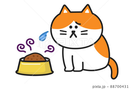 古くなったご飯を食べられない猫　イラスト 88700431