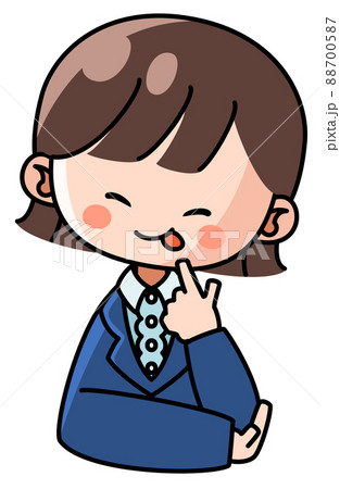 舌なめずりをするスーツ姿の女性のイラスト 88700587