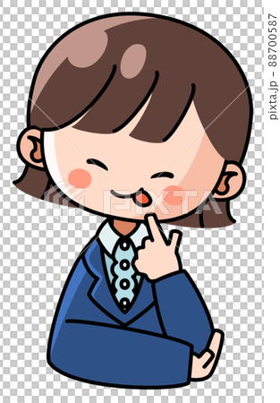 舌なめずりをするスーツ姿の女性のイラスト 88700587