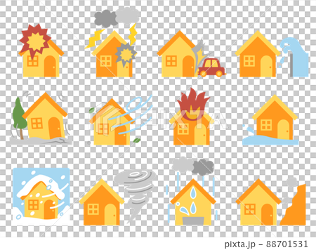 A set of illustrations with the image of a disaster that can be used as an illustration for fire insurance 88701531