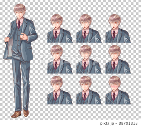 Suit game style standing picture facial expression difference 88701818