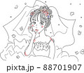 ウエディングドレスを着て微笑む女性 88701907