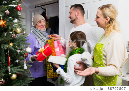 Grandma visiting her family at Christmas 88702807