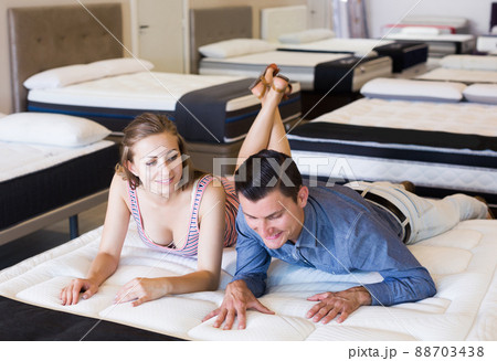 Family couple choosing mattress 88703438