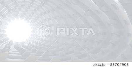 Luxury white abstract architectural minimalistic background. Contemporary showroom. Modern  exhibition stand. Empty gallery. Backlight. Polygonal Graphic Design. 3D illustration and rendering. 88704908