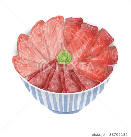 マグロ丼の手描き水彩風イラスト 88705182