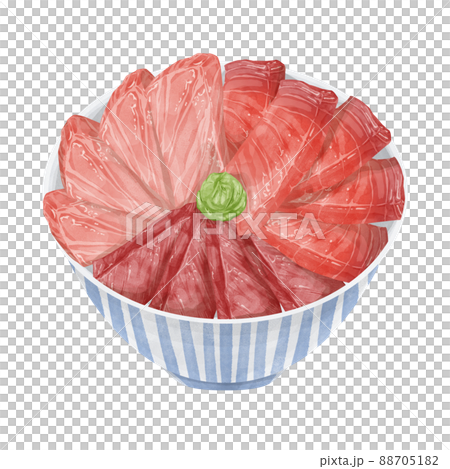 マグロ丼の手描き水彩風イラスト 88705182