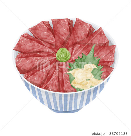 マグロ丼の手描き水彩風イラスト 88705183