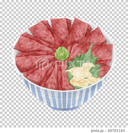 マグロ丼の手描き水彩風イラスト 88705183