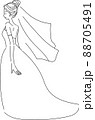 ドレス姿の笑顔の女性　全身斜め後ろ 88705491