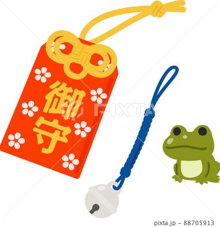 鈴の根付けやカエルのお守り 88705913