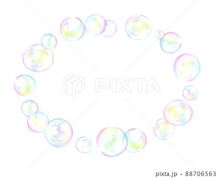手描き　シャボン玉の楕円形フレーム 88706563