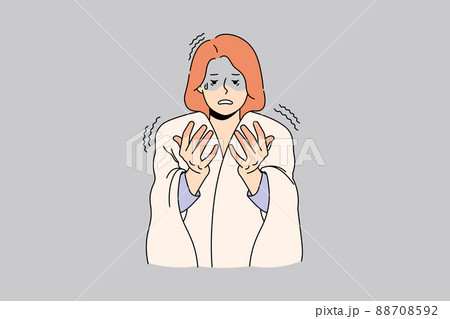 Unwell woman suffer from frostbite fingers Unwell woman suffer from frostbite fingers 88708592