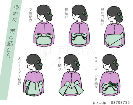 浴衣の帯の結び方 88708759