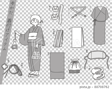 浴衣の女性と着付けアイテム 88708762