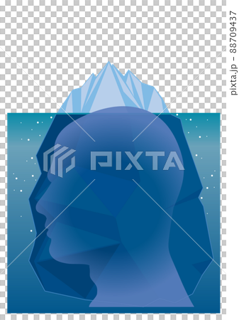 氷山の一角・深層心理をイメージする横顔の男性 88709437