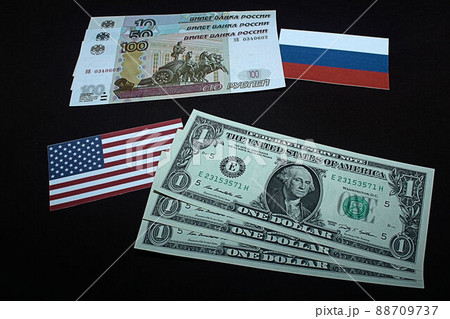 【米ドル・ロシアルーブル・為替・FX・株などに関する記事のサムネイルに】ロシアルーブル紙幣とチャート 【米ドル・ロシアルーブル・為替・FX・株などに関する記事のサムネイルに】ロシアルーブル紙幣とチャート 88709737
