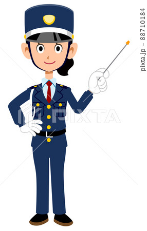 指し棒を持って説明する女性警備員 88710184