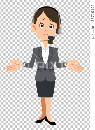 A woman wearing a headset and a suit is amazed A woman wearing a headset and a suit is amazed 88710193
