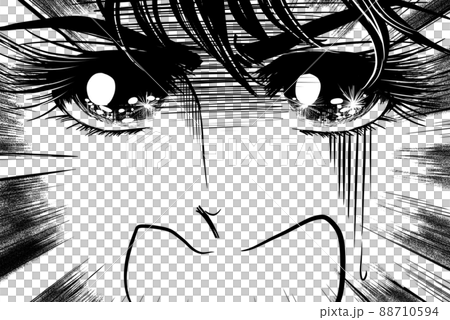 70年代少女漫画イケメン黒髪太眉主人公顔面蒼白怒りの叫びイラストのイラスト素材