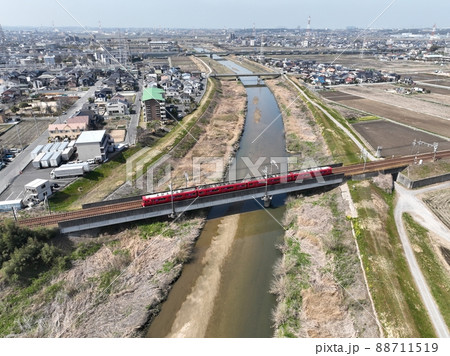 ドローン空撮 名鉄電車の写真素材 [88711519] - PIXTA