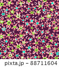 Ditsy flower seamless pattern. Simple floral texture. Flower silhouettes. Different meadow plants. Summer botanical background. For fabric and texture, 88711604