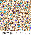 Ditsy flower seamless pattern. Simple floral texture. Flower silhouettes. Different meadow plants. Summer botanical background. For fabric and texture, 88711605