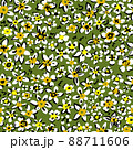Ditsy flower seamless pattern. Simple floral texture. Flower silhouettes. Different meadow plants. Summer botanical background. For fabric and texture, 88711606