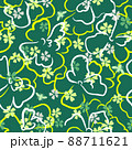 Summer nature botanical background. Large and small daisy flowers. Floral seamless pattern. Outline contour drawing. Flat shadow flowers ornament with simple design. Good for textile and fabric. 88711621