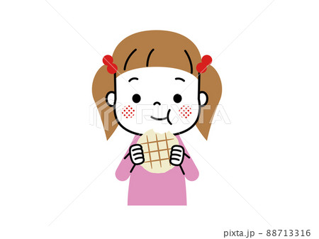 メロンパンをおいしそうに頬張る女の子 88713316