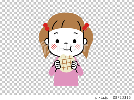 メロンパンをおいしそうに頬張る女の子 88713316
