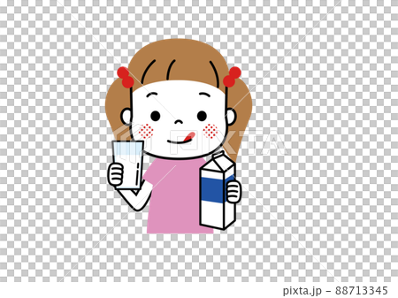 一個喝牛奶的女孩美味地倒進玻璃杯 88713345