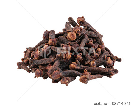 Small pile of clove isolated on white background with copy space for text or images. Spices and herbs. Packaging concept. Close-up. 88714071