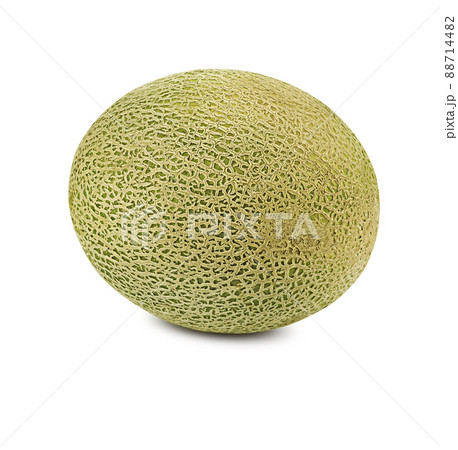 Delicious cantaloupe melon isolated on white background with copy space for text or images. Side view. Close-up shot. 88714482