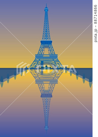 エッフェル塔　tour　eiffel　パリ　paris　トロカデロ庭園　夕景 88714866